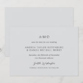 Andrea Gray Elegant Wedding Save The Date (Voorkant / Achterkant)