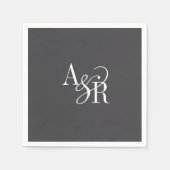 ANDREA Initialen Monogram Donkergrijs Minimal Wedd Servet (Voorkant)