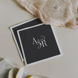 ANDREA Initialen Monogram Donkergrijs Minimal Wedd Servet