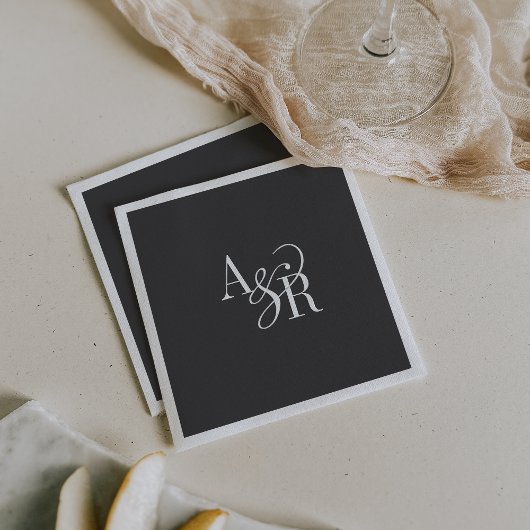 ANDREA Initialen Monogram Donkergrijs Minimal Wedd Servet