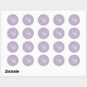 ANDREA Lavendel Modern Eenvoudig Trouwmonogram Ronde Sticker (Vel)