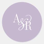 ANDREA Lavendel Modern Eenvoudig Trouwmonogram Ronde Sticker (Voorkant)