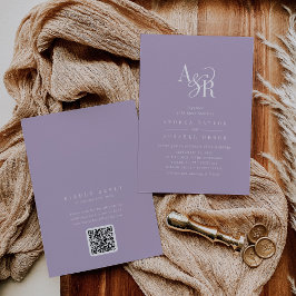 ANDREA Lavendel QR Code Klassieke Elegante Trouwka Kaart