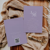 ANDREA Lavender QR Code Classic Elegant Wedding Kaart