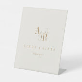 ANDREA Minimal Gold Cream Trouwkaarten en Geschenk Reclamebord Met Voetstuk (Voorkant)