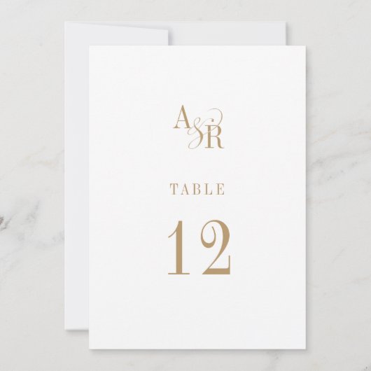 ANDREA Minimalist Boho Gold Trouwtafel Nummers Kaart (Achterkant)