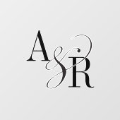 ANDREA Modern Minimalistisch Groot Huwelijk Monogr Raamsticker (Vel)