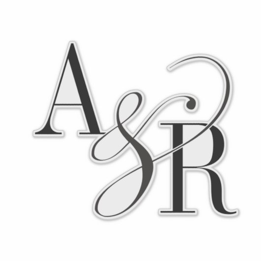 ANDREA Modern Minimalistisch Groot Huwelijk Monogr Sticker (Voorkant)