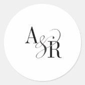 ANDREA Moderne Minimalistische Eenvoudige Huwelijk Ronde Sticker (Voorkant)