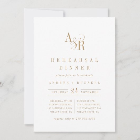 ANDREA Monogram Boho Gold Minimaal repetitiediner Kaart (Voorkant)