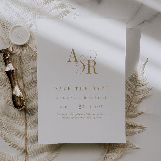 ANDREA Monogram Eenvoudig Goud Minimale Formele Hu Save The Date