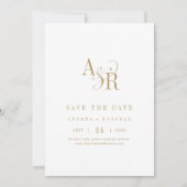 ANDREA Monogram Eenvoudig Goud Minimale Formele Hu Save The Date (Voorkant)