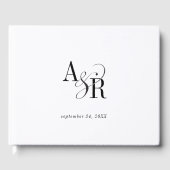 ANDREA Monogram Eenvoudig Modern Wit Zwart Trouwen Gastenboek (Voorkant)