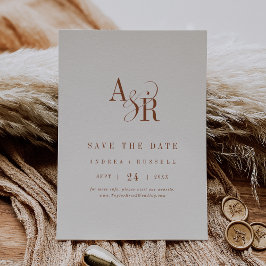 ANDREA Monogram Eenvoudige Boho Crème Minimaal Huw Save The Date
