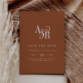 ANDREA Monogram Eenvoudige Terracotta Minimaal Huw Save The Date
