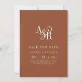 ANDREA Monogram Simple Terracotta Minimal Wedding Save The Date (Voorkant)