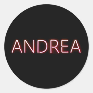 Andrea Name in Ggloed Neon Lights Ronde Sticker