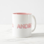 Andrea Name in Ggloed Neon Lights Tweekleurige Koffiemok (Voorkant rechts)