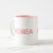 Andrea Name in Ggloed Neon Lights Tweekleurige Koffiemok (Voorkant links)