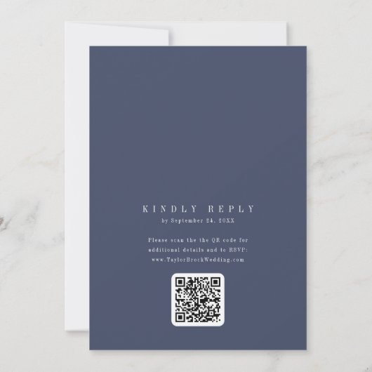 ANDREA Navy Blauwe QR Code Klassieke Elegante Trou Kaart (Achterkant)