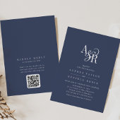 ANDREA Navy Blauwe QR Code Klassieke Elegante Trou Kaart