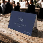 ANDREA Navy Blue Minimal Wedding Place Cards Kaart