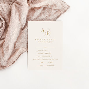 ANDREA Neutral Gold Cream Formal Wedding RSVP Kaar Kaartje