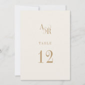 ANDREA Neutral Gold Cream Trouwtafel Nummers Kaart (Voorkant)
