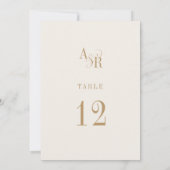 ANDREA Neutral Gold Cream Trouwtafel Nummers Kaart (Achterkant)