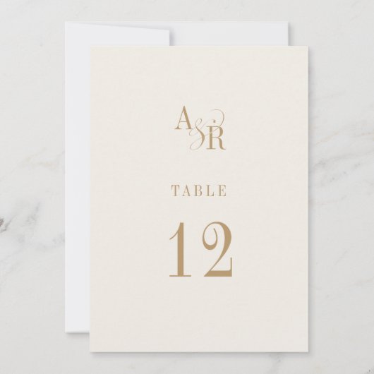 ANDREA Neutral Gold Cream Trouwtafel Nummers Kaart (Achterkant)