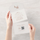 ANDREA QR Code Boho Crème Eenvoudige Minimale Trou All In One Uitnodiging (Afscheurbaar)