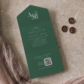 ANDREA QR Code Dark Green Simple Minimal Wedding All In One Uitnodiging