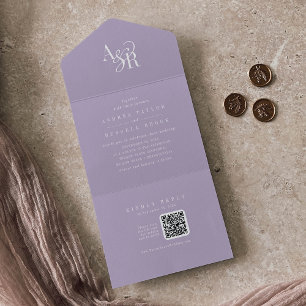 ANDREA QR-code Lavendel Eenvoudige Minimale Trouw All In One Uitnodiging