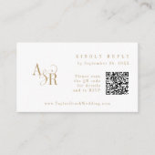 ANDREA QR Code Minimalist Gold Wedding RSVP Kaarte Informatiekaartje (Voorkant)