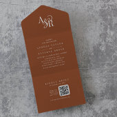 ANDREA QR Code Terracotta Simple Minimal Wedding All In One Uitnodiging