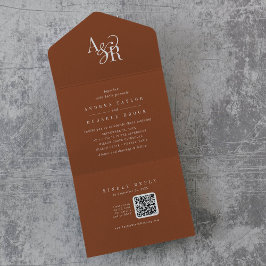 ANDREA QR Code Terracotta Simple Minimal Wedding All In One Uitnodiging
