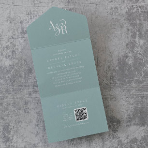 ANDREA QR-code trouwkaart in turkoois minimalistis All In One Uitnodiging