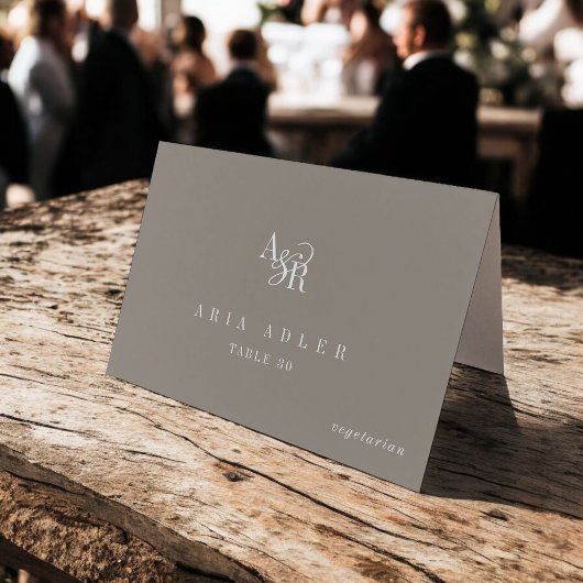 ANDREA Rustic Taupe Minimal Wedding Place Cards Kaart