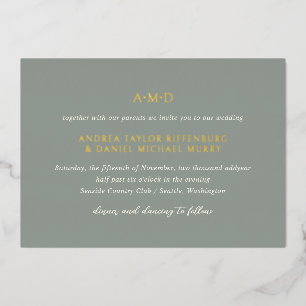 Andrea Sage Green Elegant Wedding Folie Uitnodiging