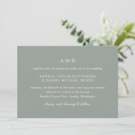 Andrea Sage Green Elegant Wedding Kaart