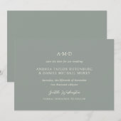 Andrea Sage Green Elegante Trouw Save The Date (Voorkant / Achterkant)