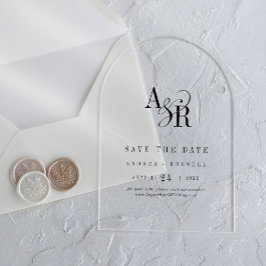 ANDREA Simple Arch Modern Wedding Save the Date Acryl Uitnodigingen