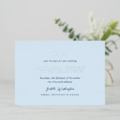 Andrea Sky Blue Elegant Wedding Bewaar de datum Folie Uitnodiging (Staand Voorkant)