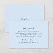 Andrea Sky Blue Elegant Wedding Informatiekaartje (Voorkant / Achterkant)