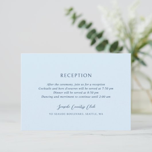 Andrea Sky Blue Elegant Wedding Informatiekaartje (Staand voorkant)
