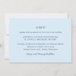 Andrea Sky Blue Elegant Wedding Kaart
