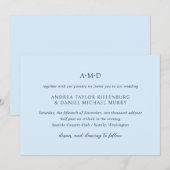 Andrea Sky Blue Elegant Wedding Kaart (Voorkant / Achterkant)