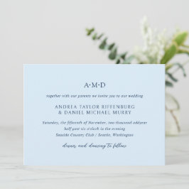 Andrea Sky Blue Elegant Wedding Kaart