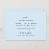 Andrea Sky Blue Elegant Wedding Save The Date (Voorkant / Achterkant)