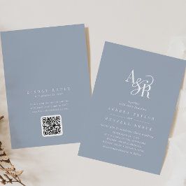 ANDREA Stofblauwe QR-code Klassieke Elegante Trouw Kaart